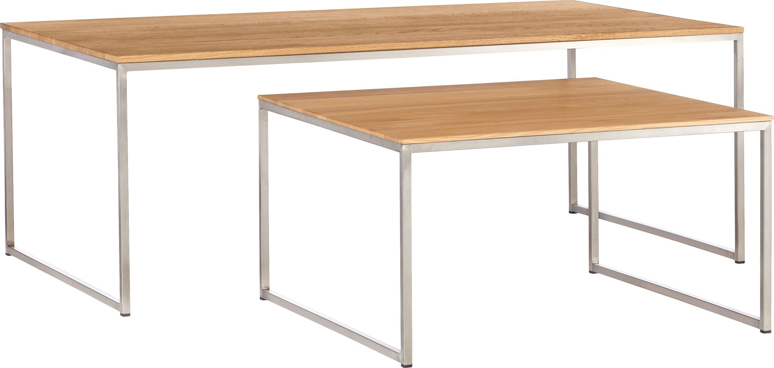 AVEA Salontisch - Eiche massiv / Edelstahl / B: 120.0 cm x T: 70.0 cm x H: 44.0 cm