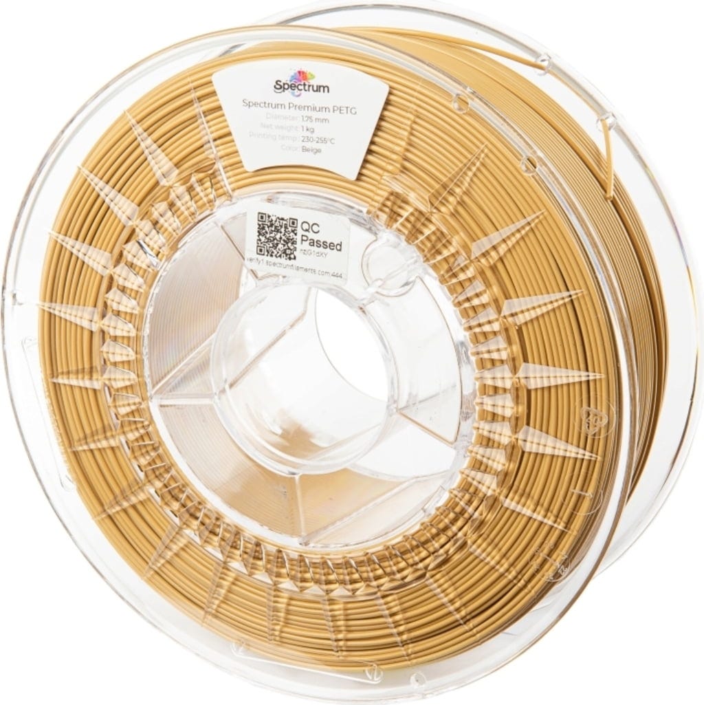 Spectrum  PETG Premium Beige, 1,75 mm / 1000 g    Vielfältiges Filament mit hoher Transparenz & Temperaturbeständigkeit