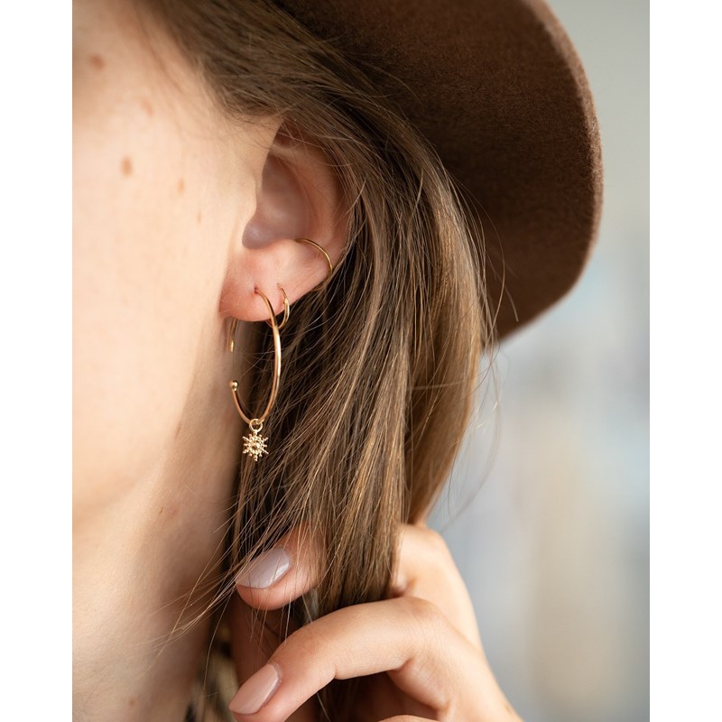 Boucles d'oreilles Créoles Tendances Soleil Plaqué Or