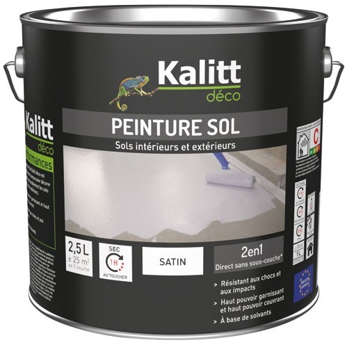 Peinture sol 2 en 1 Satin 2.5 L - Gris Silex