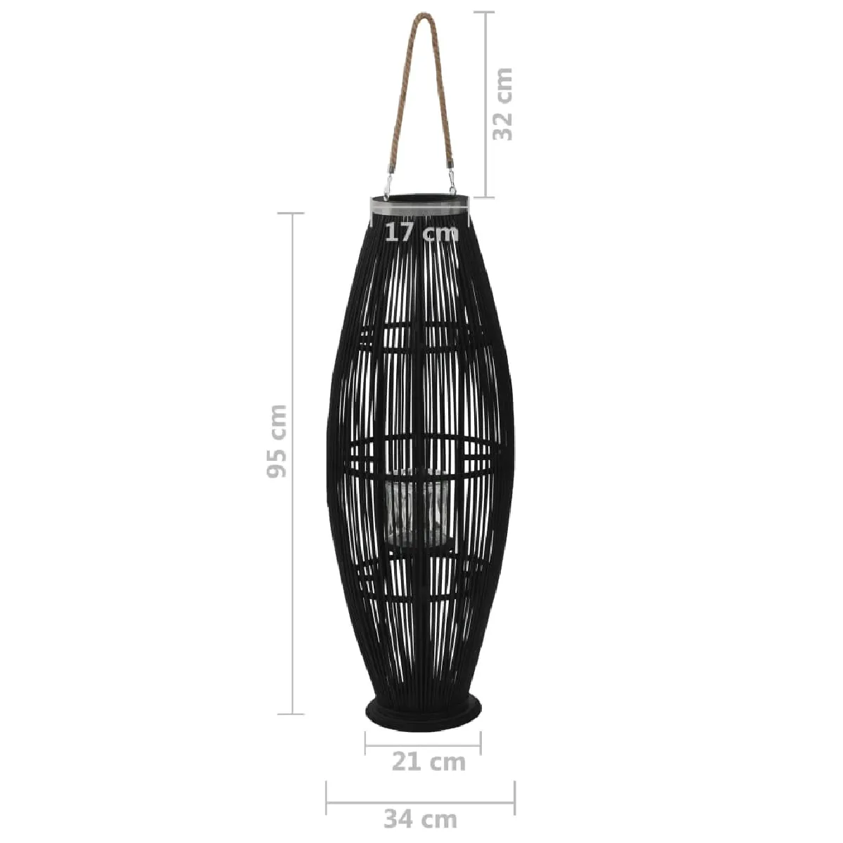 VidaXL Bougeoir Suspendu Bambou Noir