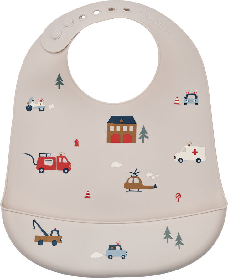 Liewood Tilda Printed Bib 2-Pack Emergency vehicle / sandy