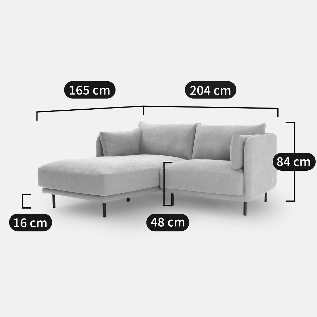 LA REDOUTE INTERIEURS<br>Sofá compacto de canto esquerdo, veludo Victor