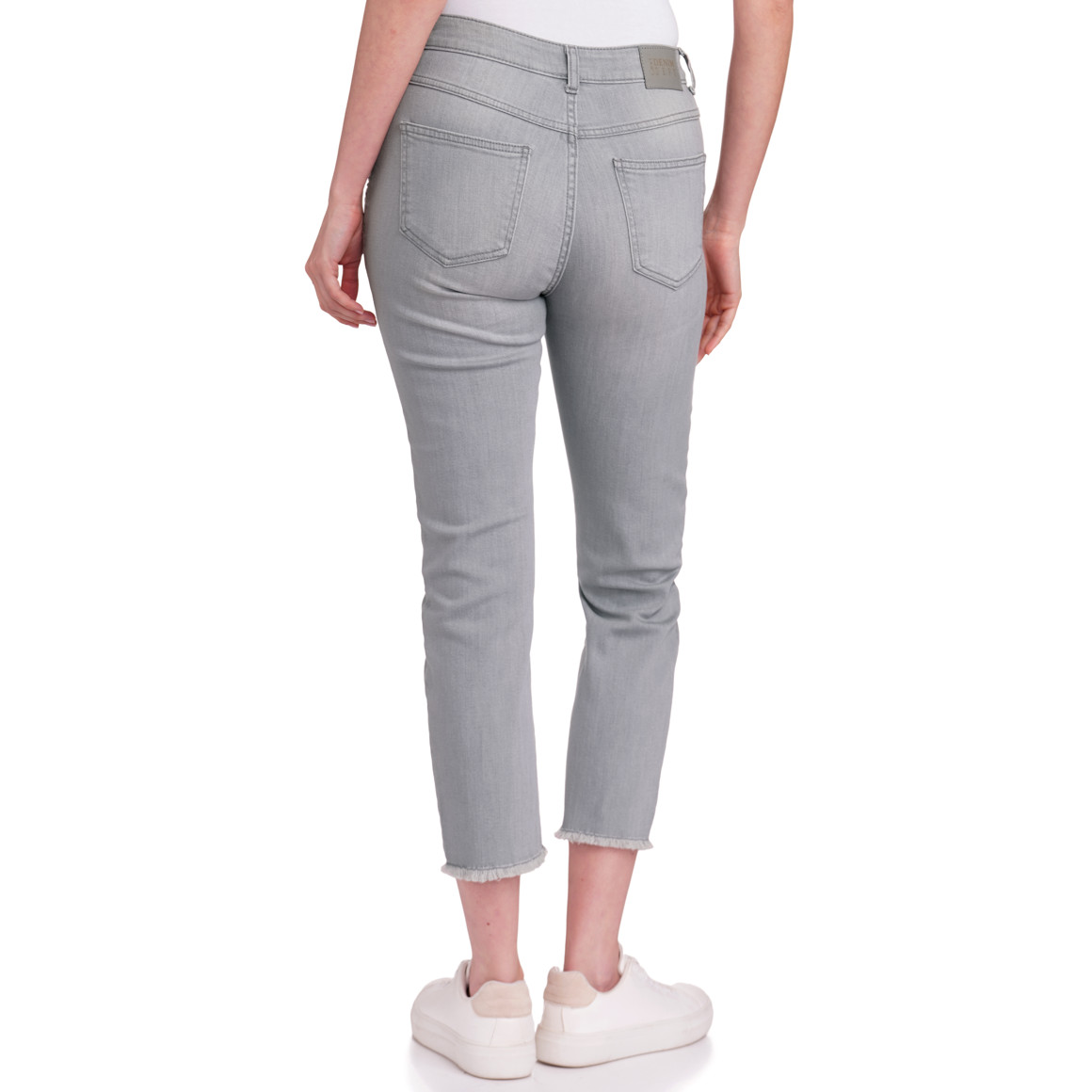 Gina Damen Straight-Jeans mit Nieten-Besatz hellgrau