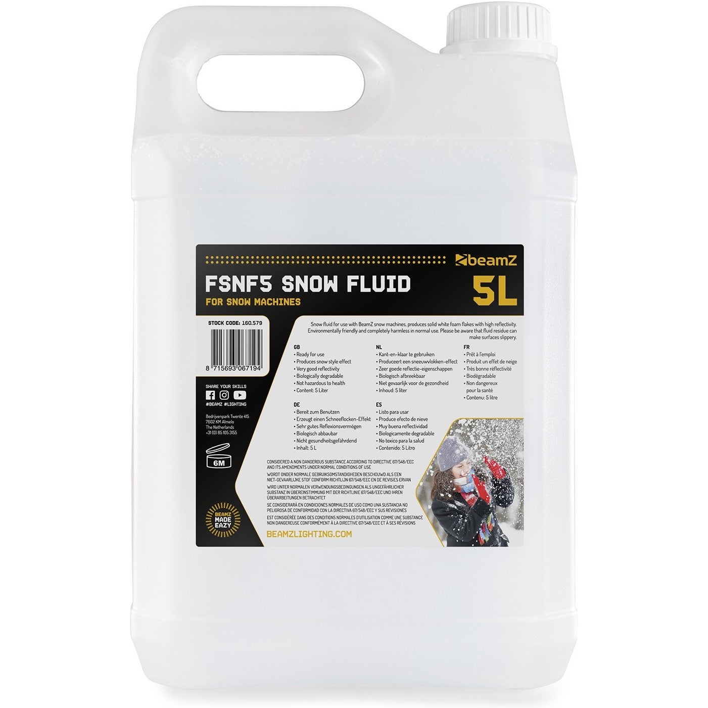 BeamZ FSNF5 Snow Fluid 5 liter sneeuwvloeistof
