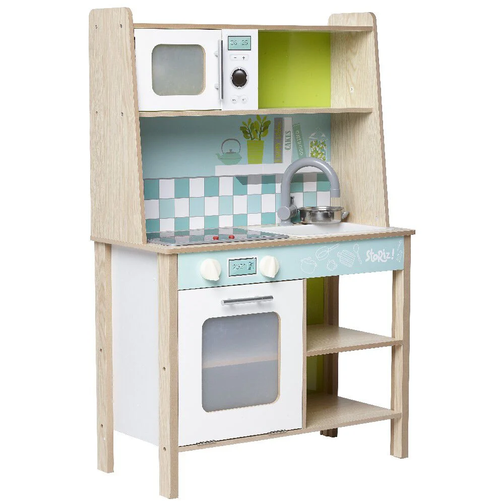 Cuisine électronique en bois avec plaque lumineuse et sonore