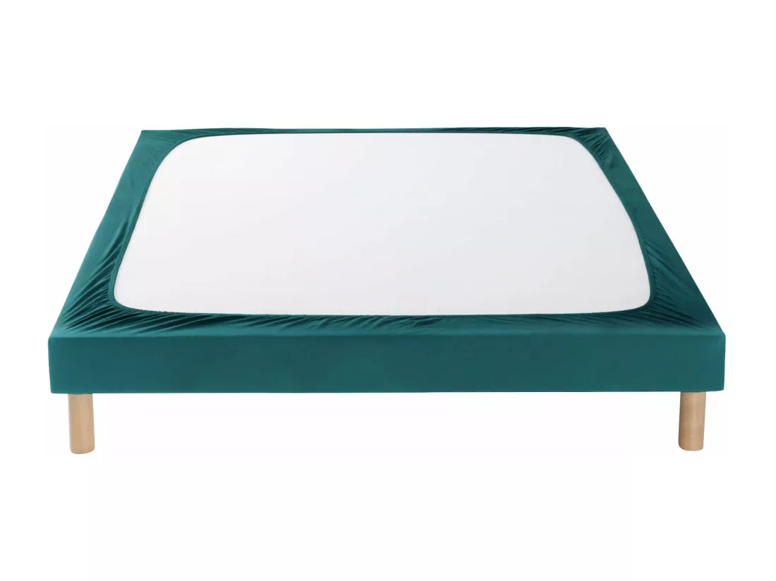 Cache-sommier coton jersey bleu canard 110x200