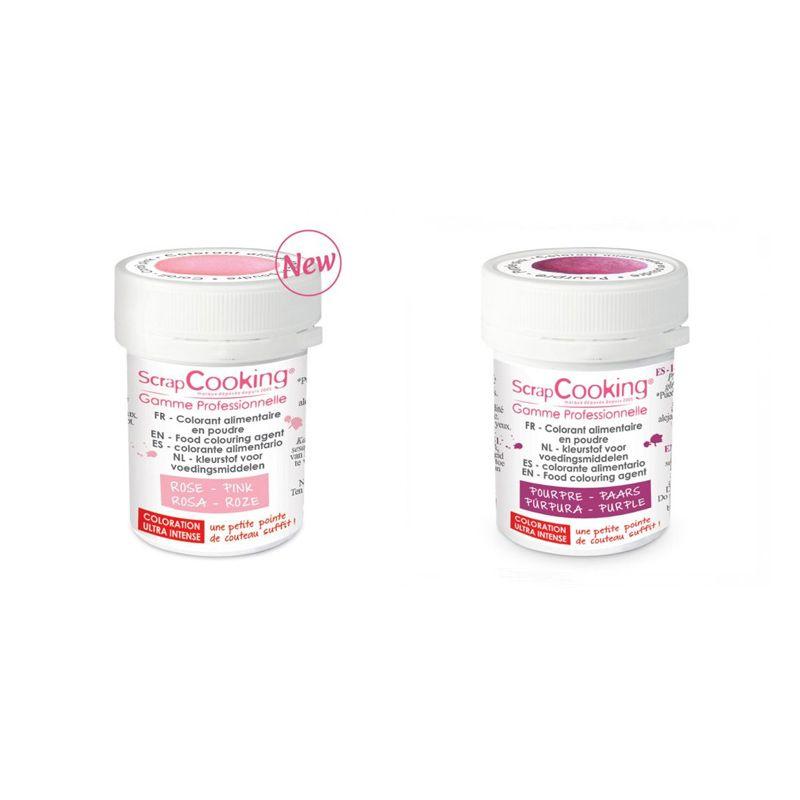 2 colorants alimentaires en poudre - pourpre-rose poudré Scrapcooking