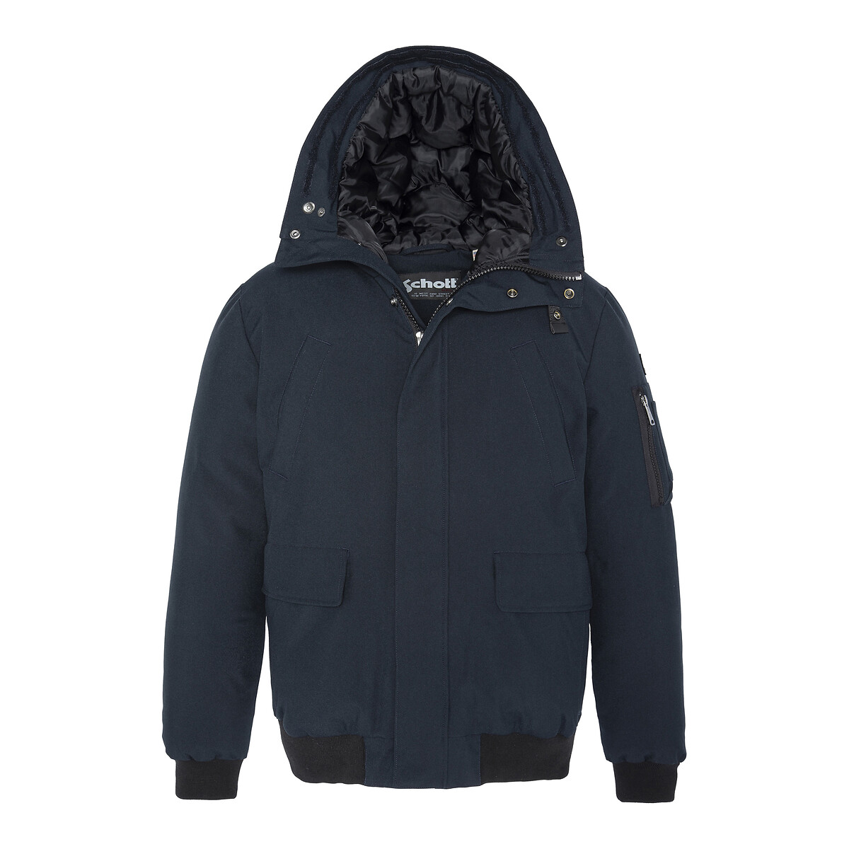 SCHOTT<br>Jaqueta bomber quente com zíper e capuz Keyburn