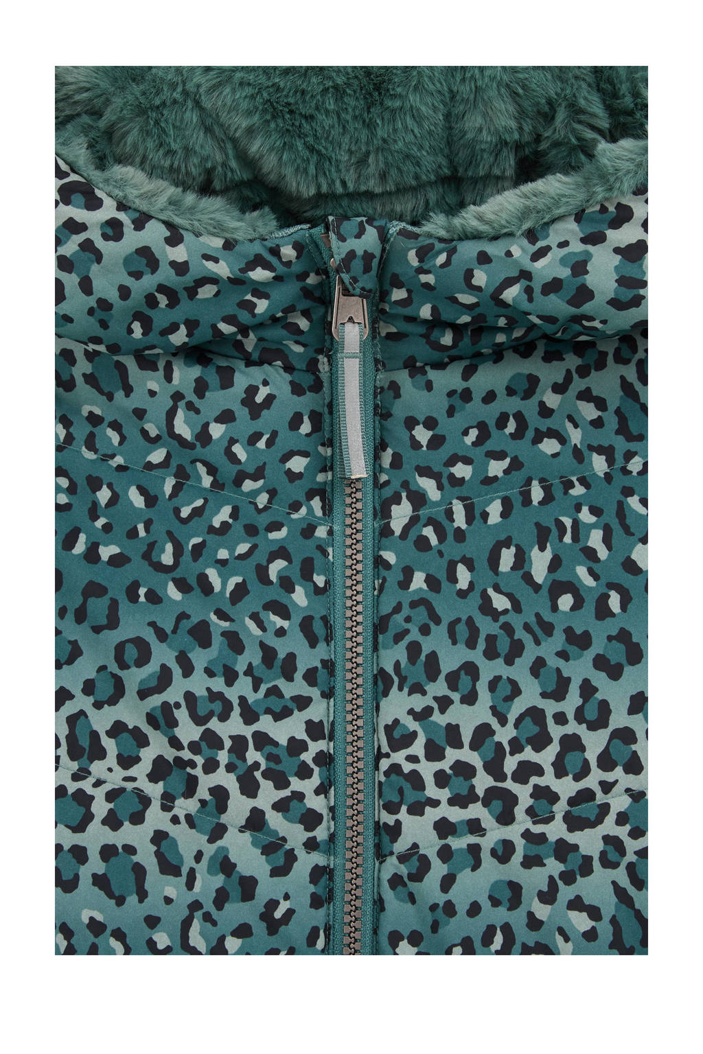WE Fashion imitatiebont jas met panterprint blauwgroen