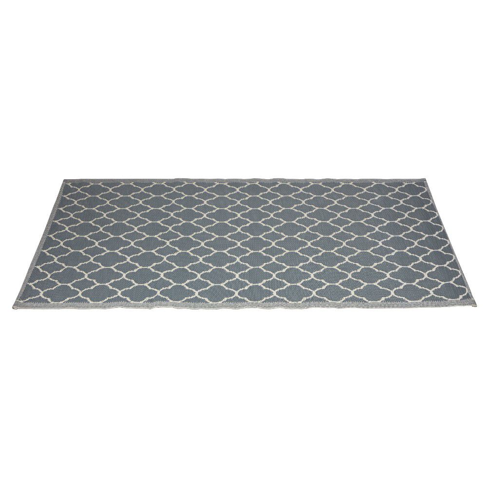 Tapis de jardin India motif chevron gris et blanc