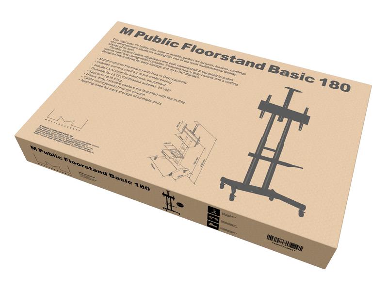 Multibrackets TV-Trolley Basic 180 Schwarz Mobiler TV-Ständer für Videokonferenzen