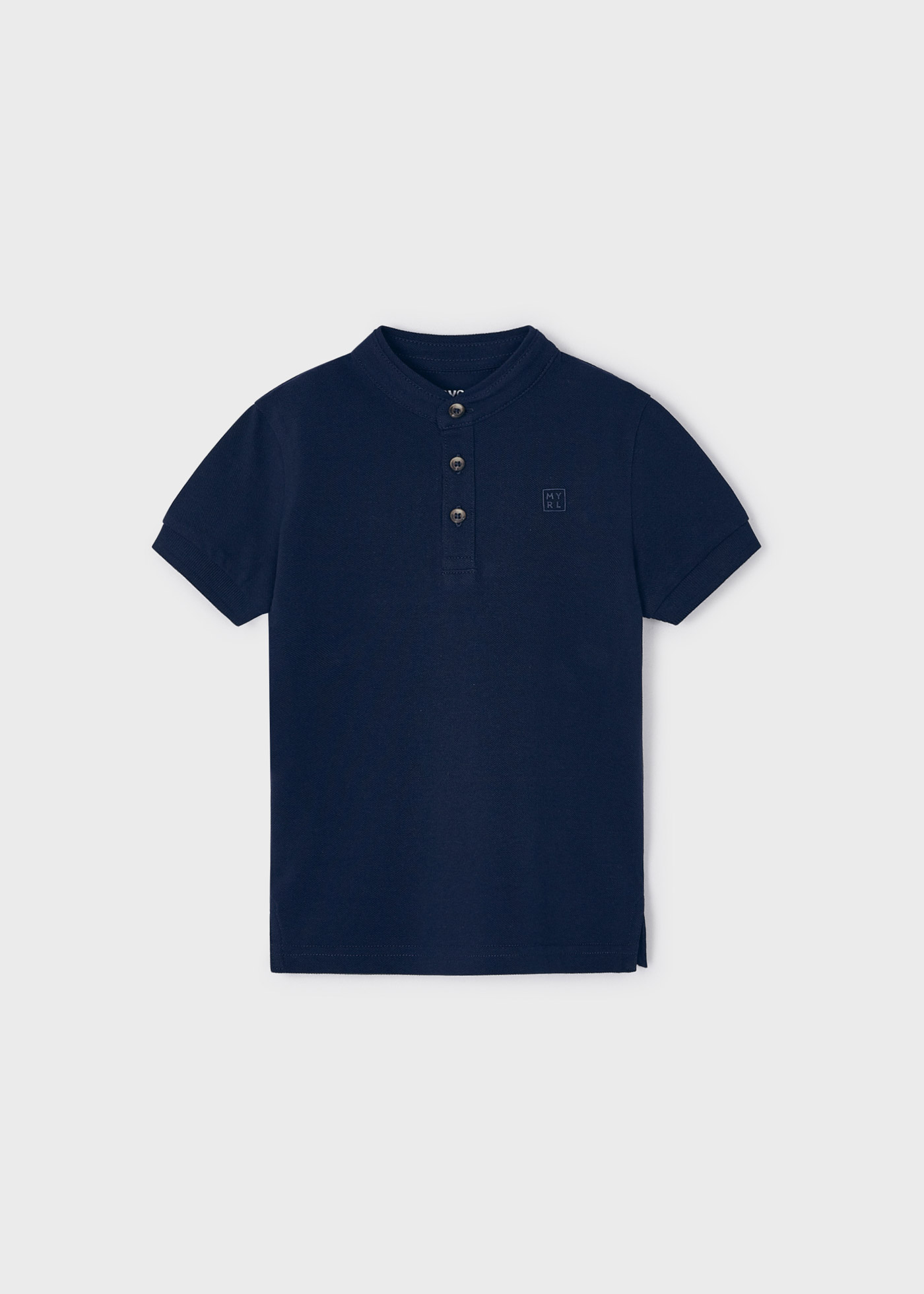 Camisa polo de algodão sustentável com gola mandarim para meninos