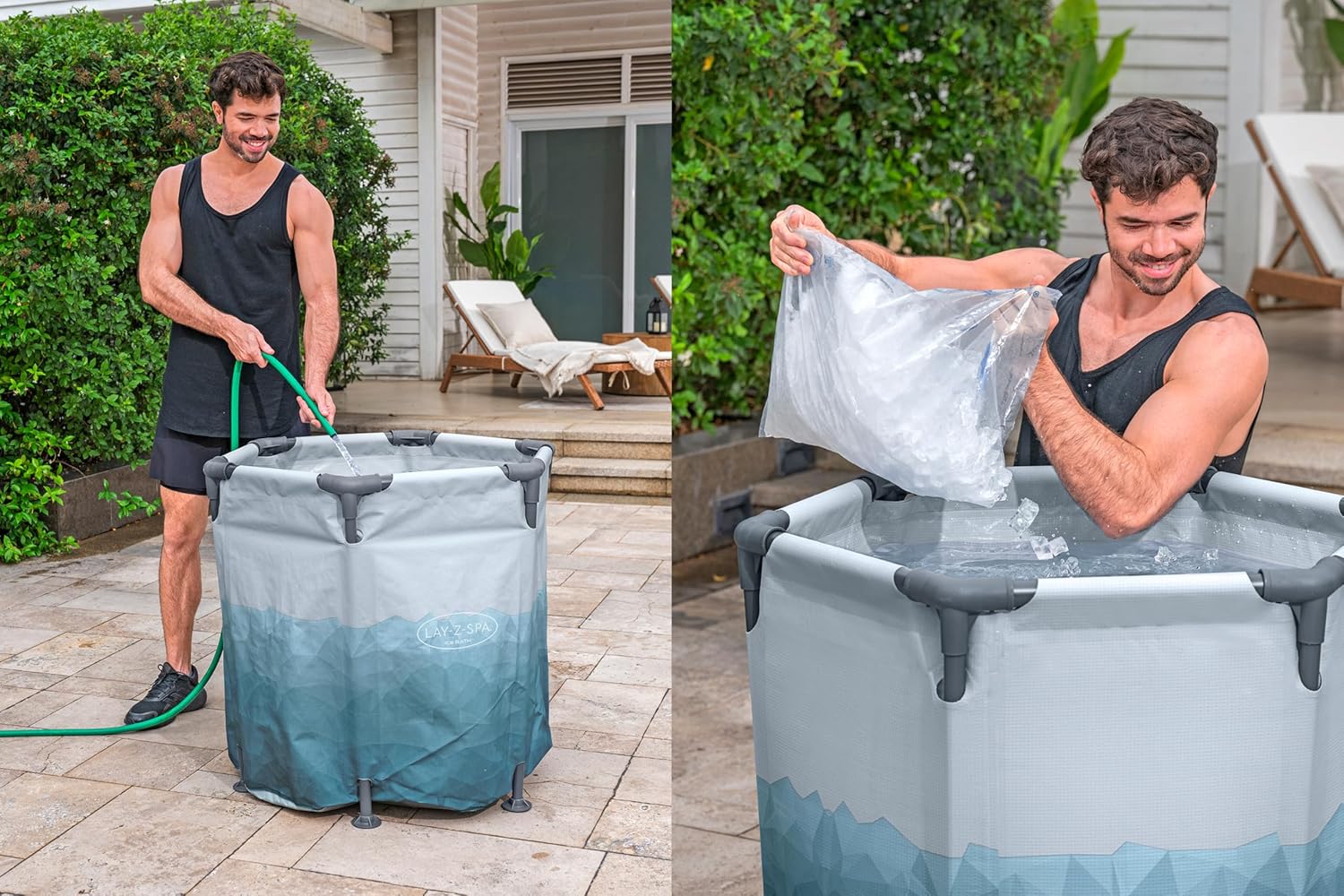 Bestway Lay-Z-SPA Eisbad Glacial Dip, 90 x 80 cm, 253 Liter, Polar-Shield, TriTech-Material, Filterpumpe, Abdeckplane, Eismuster, Stahlrahmen, GS-Zertifiziert, DEKRA
