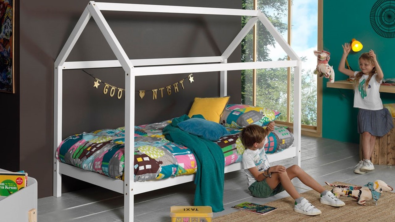 Bed Dallas met dak wit