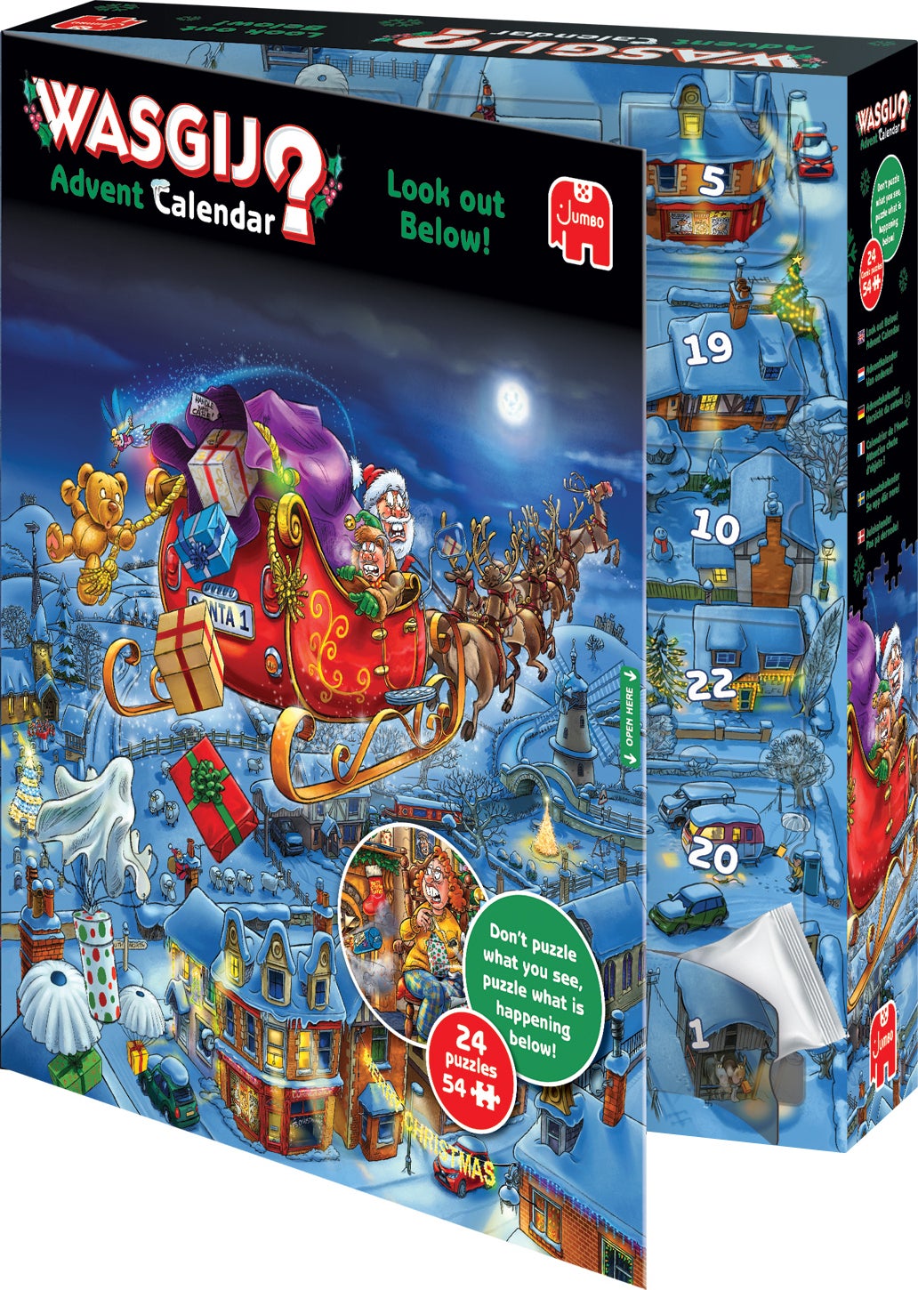 Jumbo adventskalender Wasgij Advent puzzels 29,5 x 35,8 x 7 cm