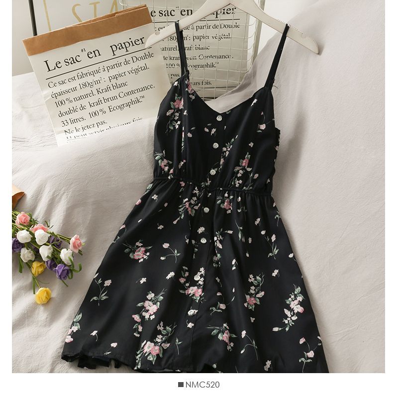 Lemongrass - Spaghettibandjes bloemenprint romper