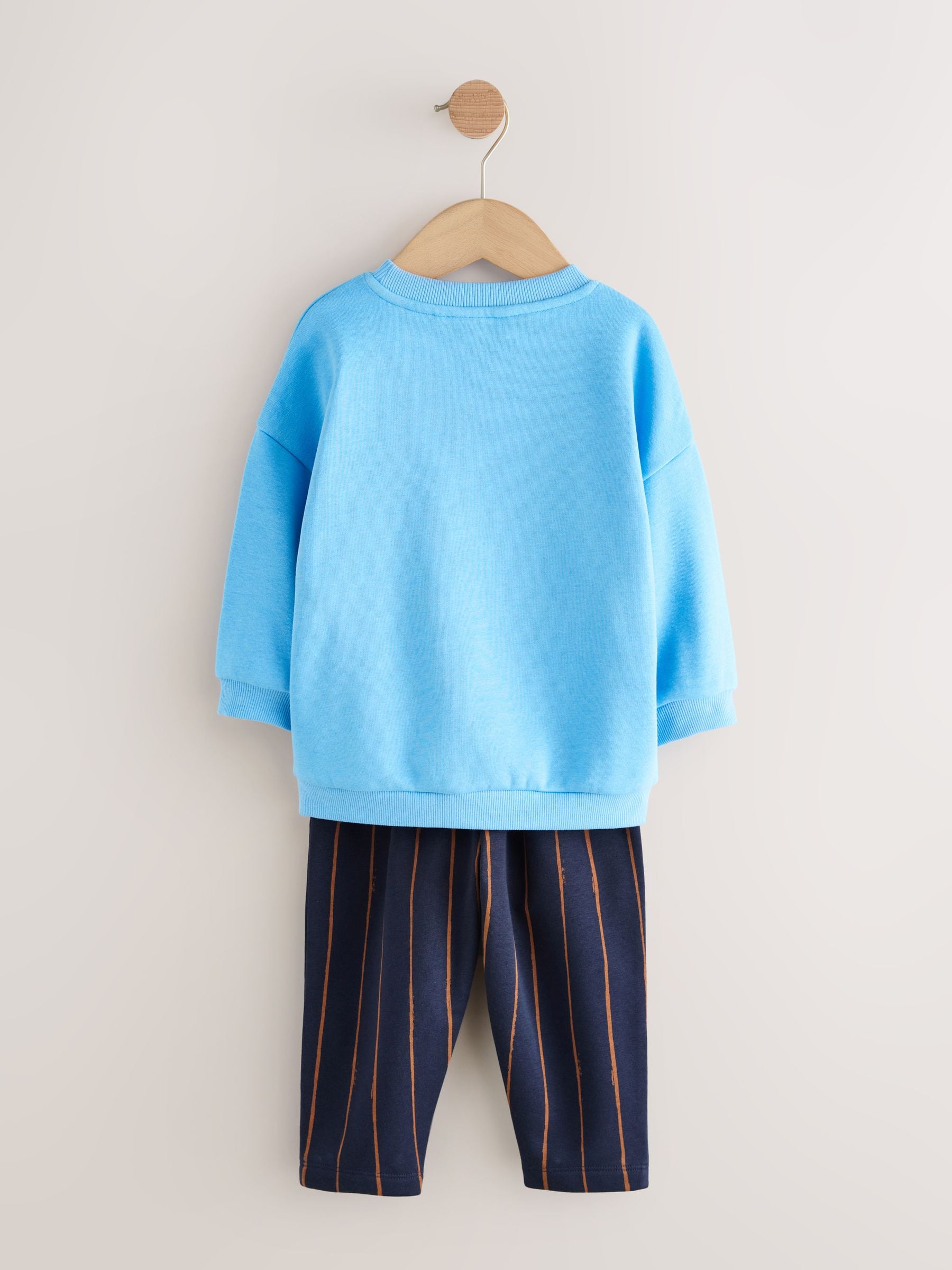 Blauw boerderijdier - Set met sweatshirt en joggingbroek met strepen (3mnd-7jr)