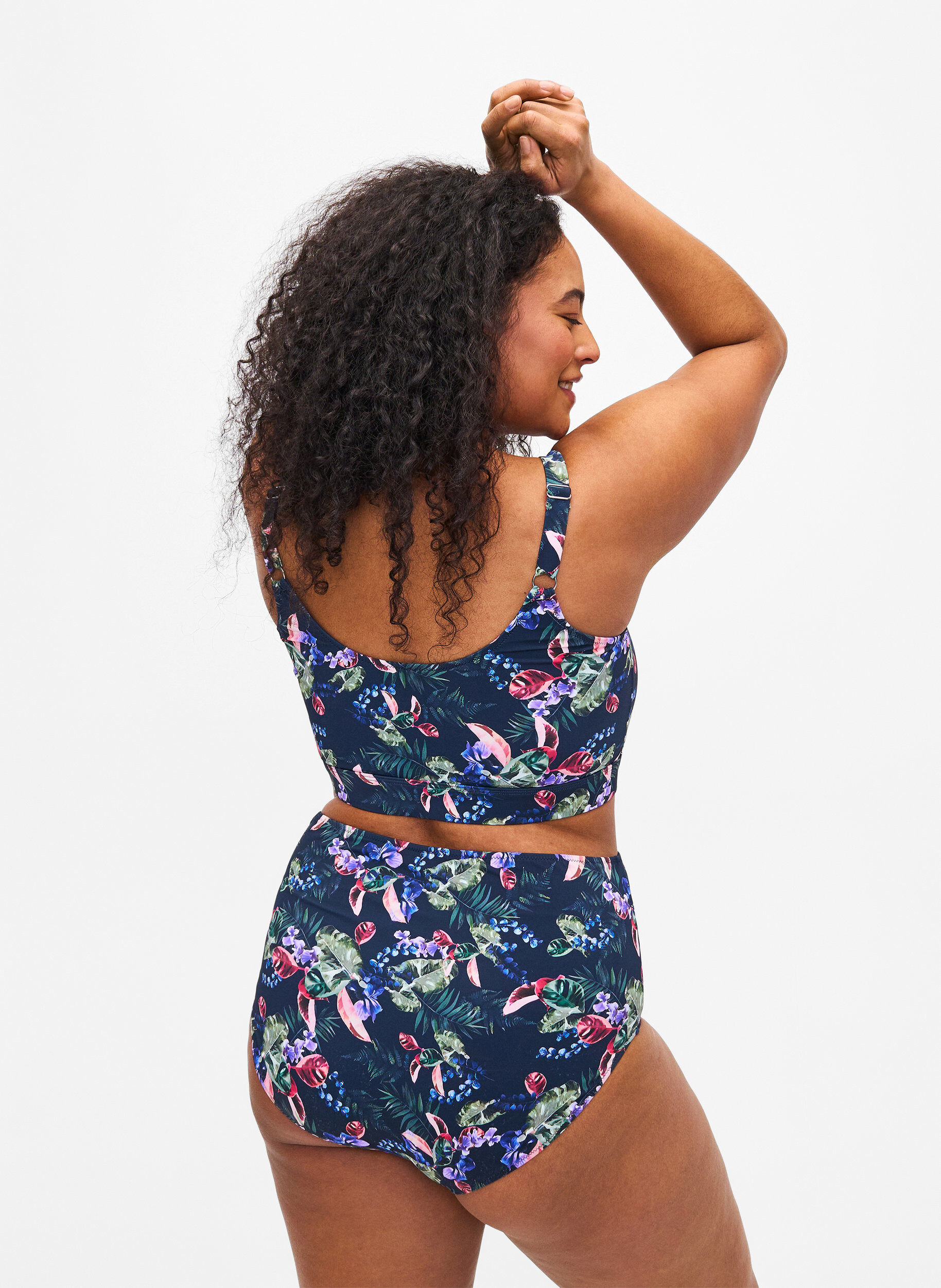 Højtaljet bikinitrusse med print