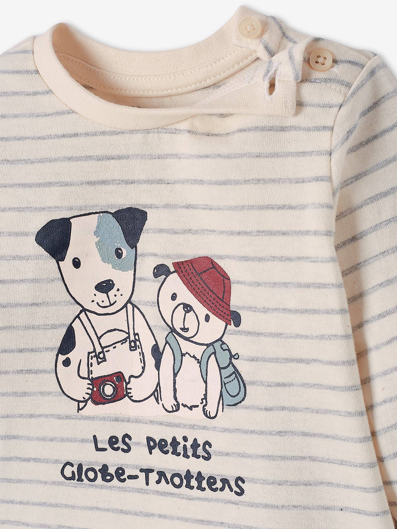 Conjunto de camiseta e calça de lã lisa marrom médio para bebê