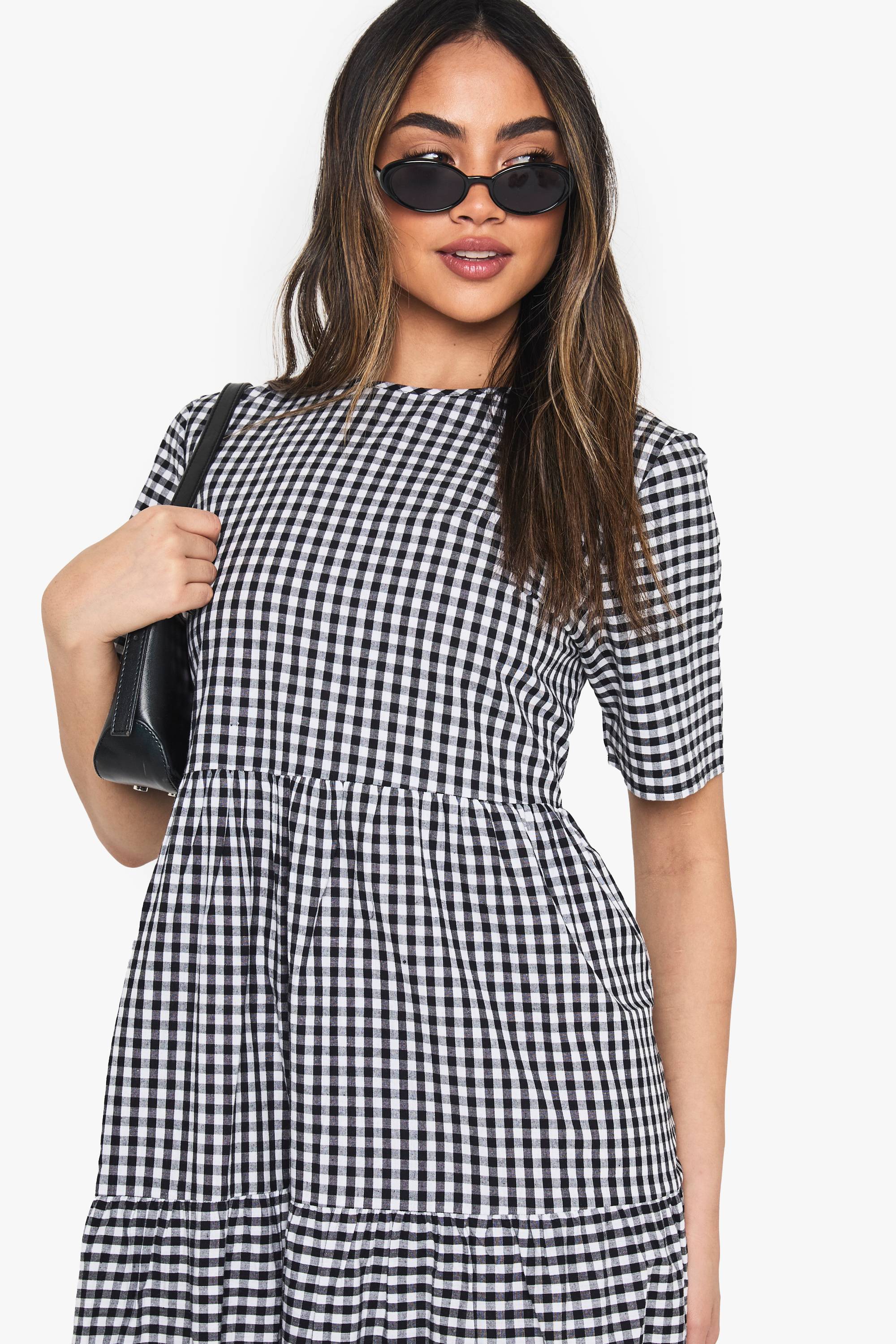 boohoo Robe midaxi smock en coton à carreaux