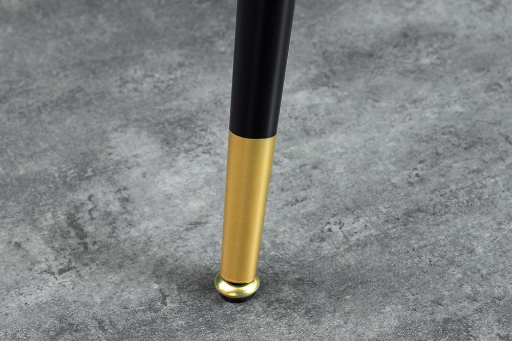 Design Esstisch PARIS 120cm schwarz Eichenholz mit goldenen Fußkappen