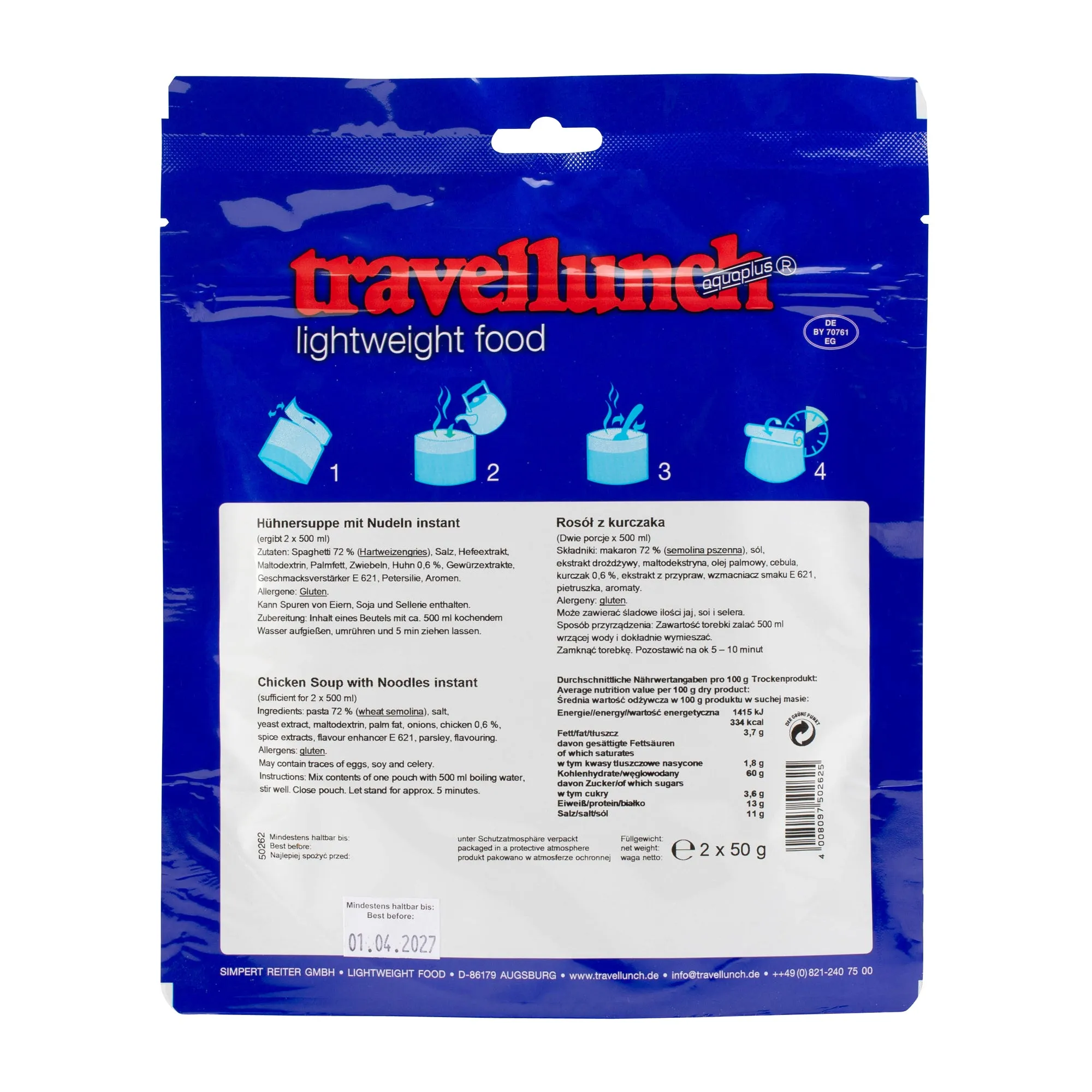 Travellunch -  Hühnersuppe mit Nudeln Instant