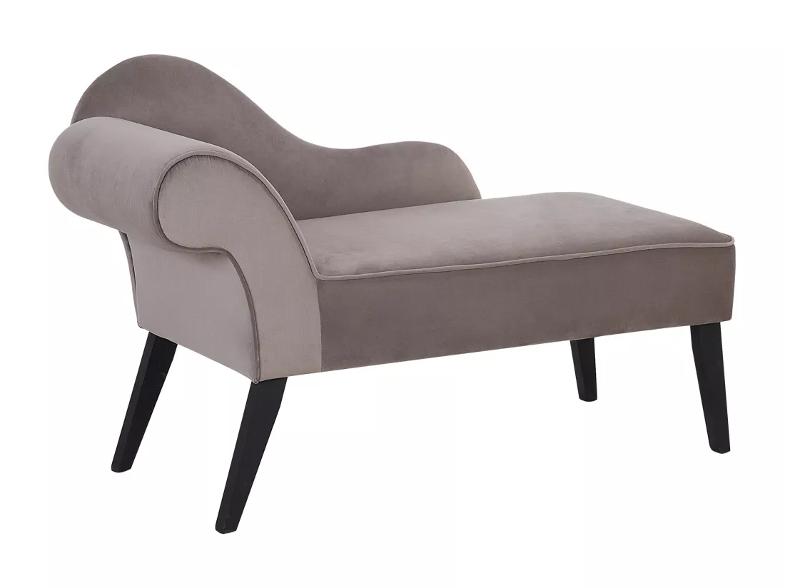Méridienne en velours taupe côté droite BIARRITZ