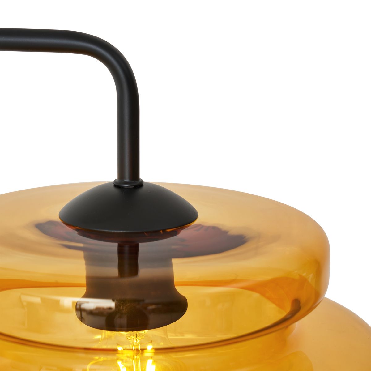 Retro vloerlamp zwart met oranje glas - Denise