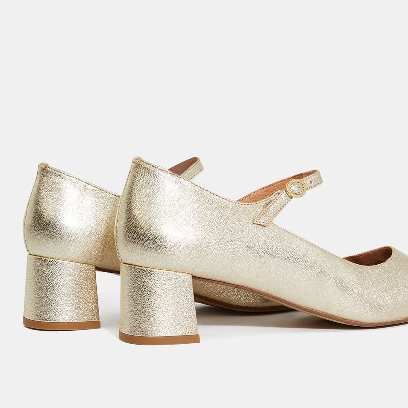 Galeries Lafayette Babies en Cuir platine - Talon 4.5 cm