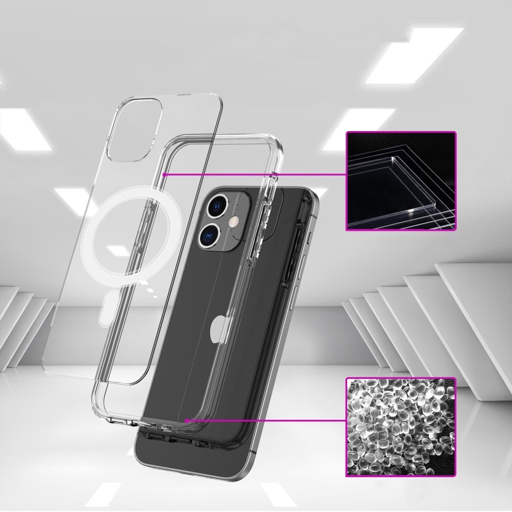 iPhone 12 / iPhone 12 Pro MagSafe Hybrid Hülle TPU Bumper Acryl Rückseite - Transparent