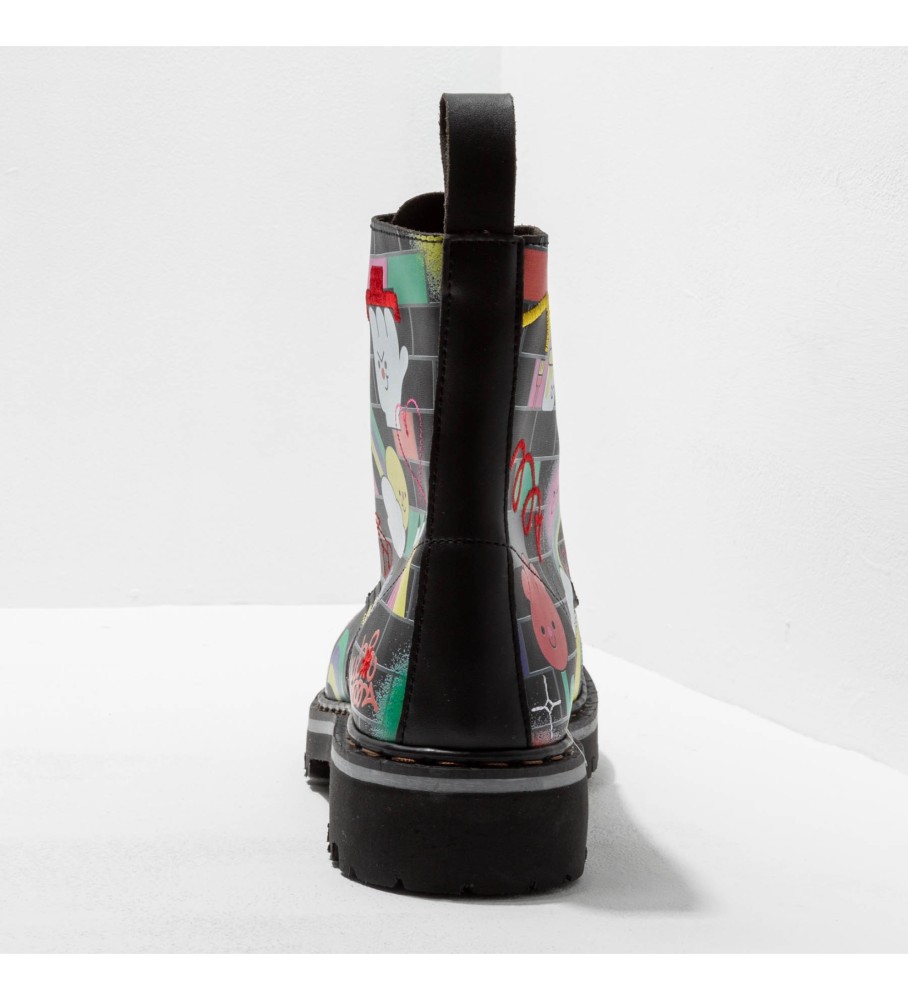 Botas de tornozelo de couro multicoloridas Art