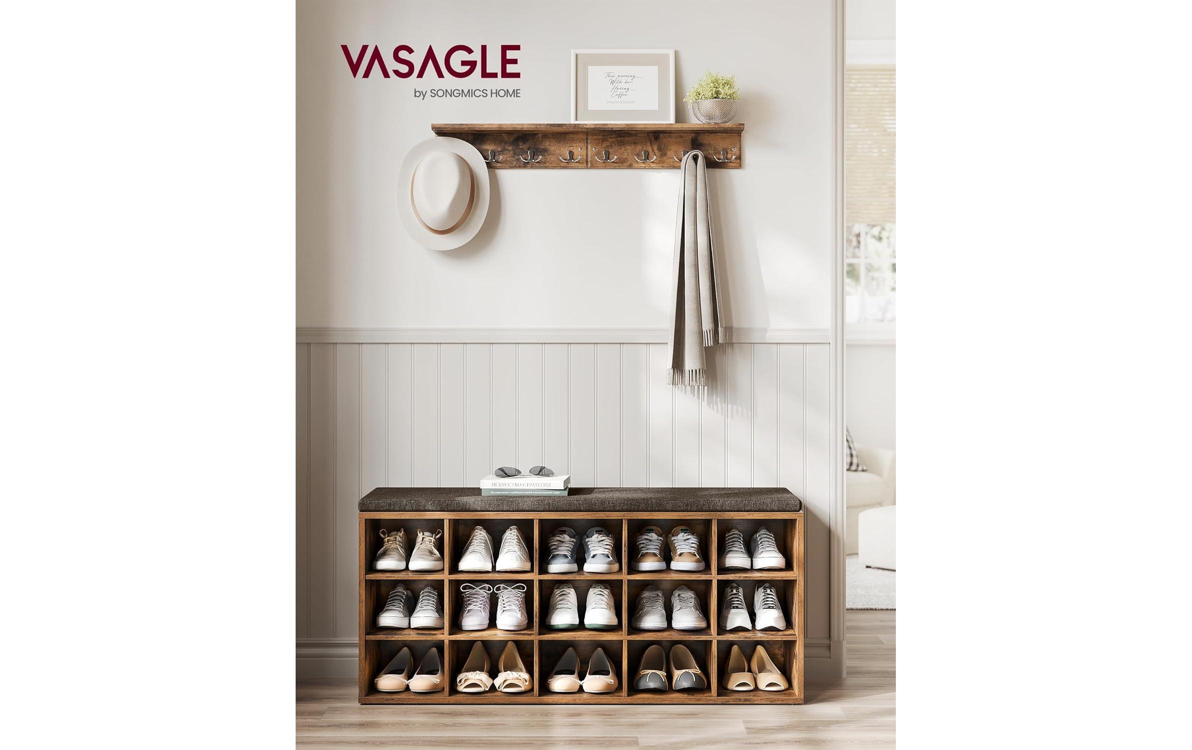 Schuhschrank Industrial 105 x 48 cm, Braun<br>Schuhregal mit Sitzfläche