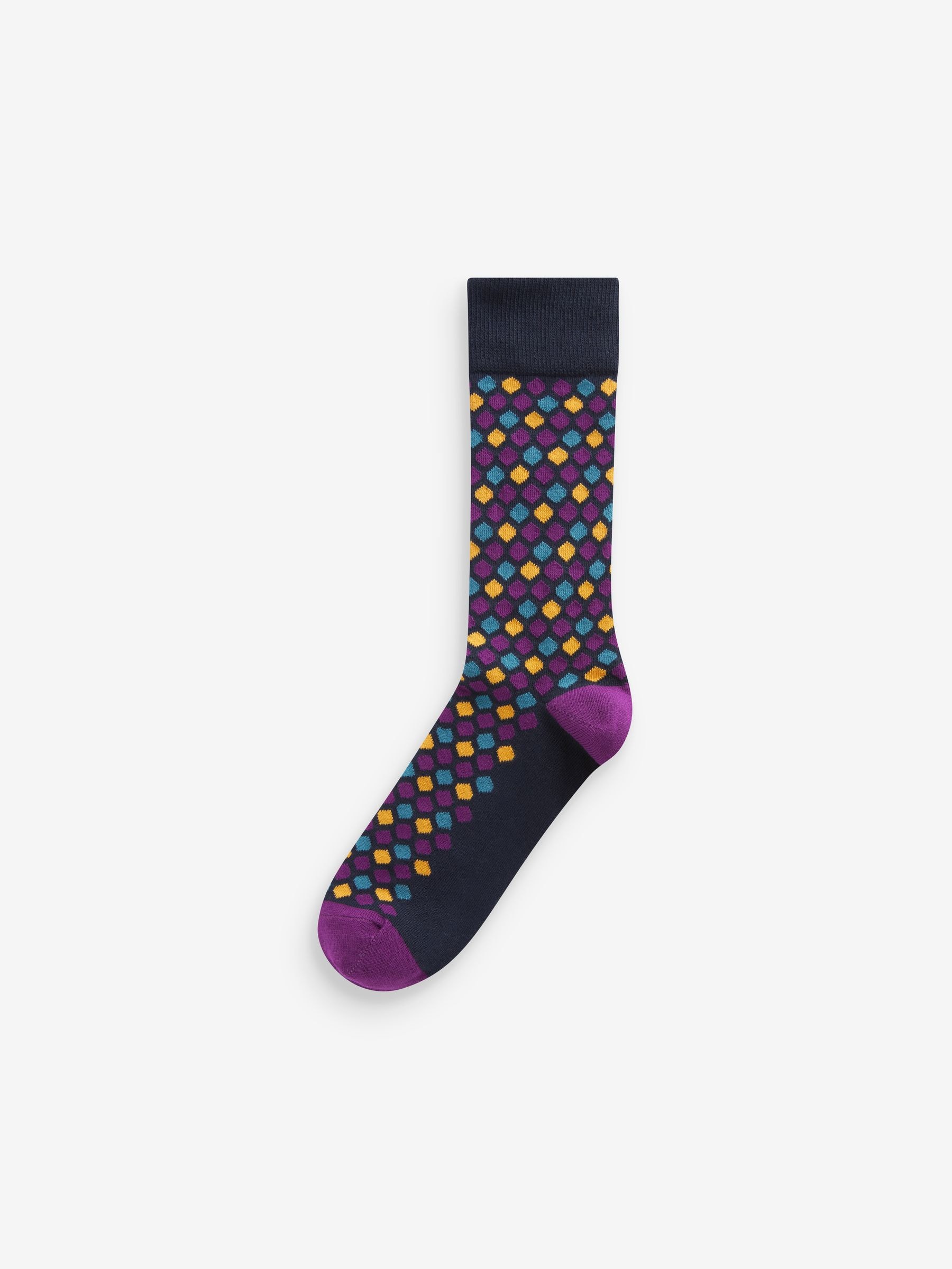 Felgekleurd geometrisch gestreept - Set van 8 sokken met patroon
