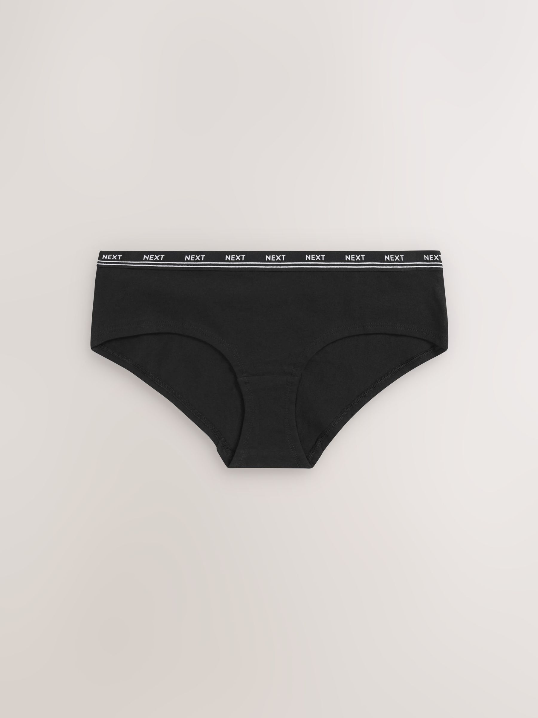 Zwart - 4 Katoenen slipjes met logotailleband