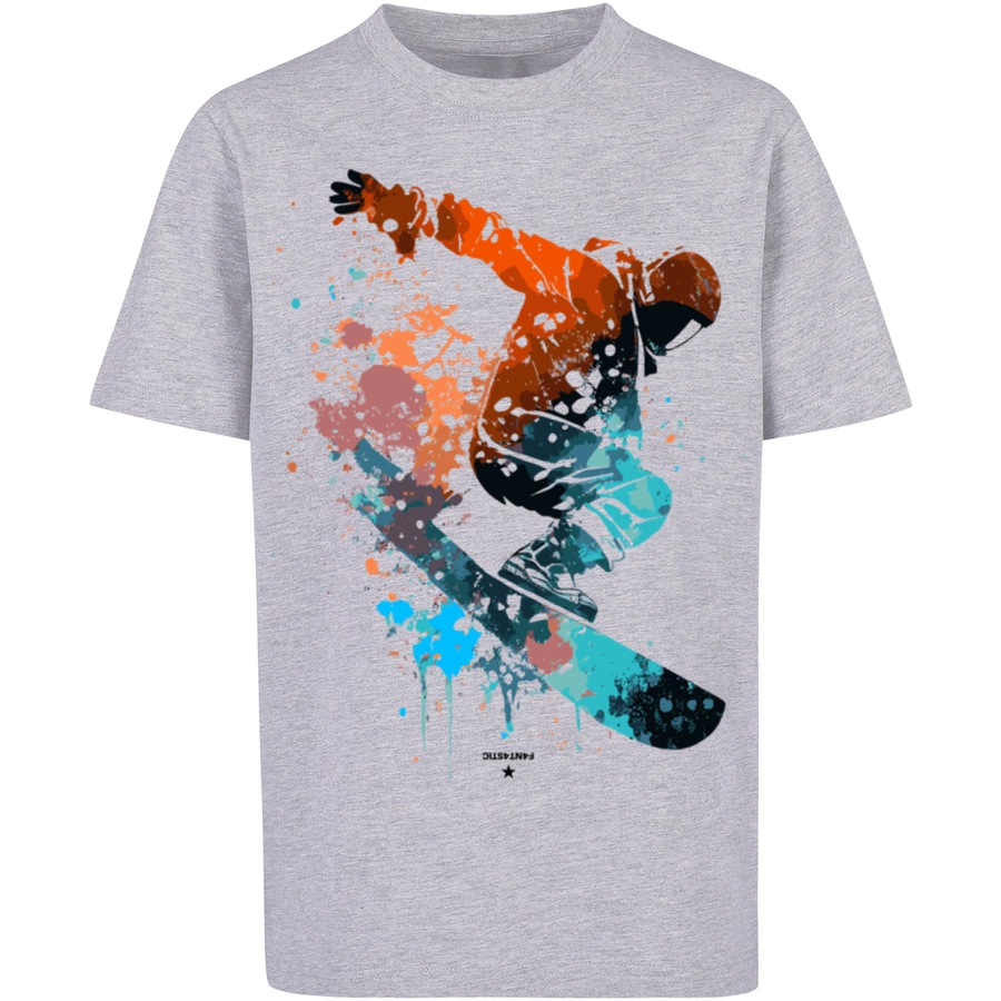 F4NT4STIC T-Shirt Snowboarder heather grey