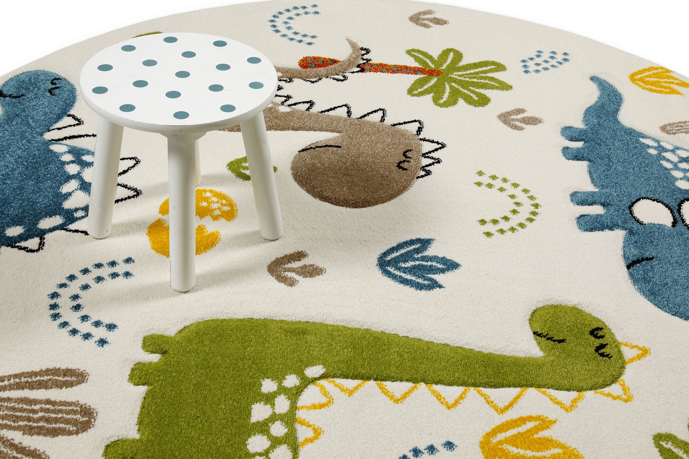 SMART KIDS Kinderteppich »Dino & Friends« rund 10 mm Höhe Moderner Spielteppich, strapazierfähig, pflegeleicht, Konturenschnitt