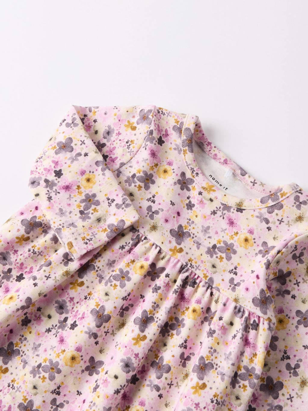 NAME IT gebloemde baby A-lijn jurk NBFLOSA roze/paars