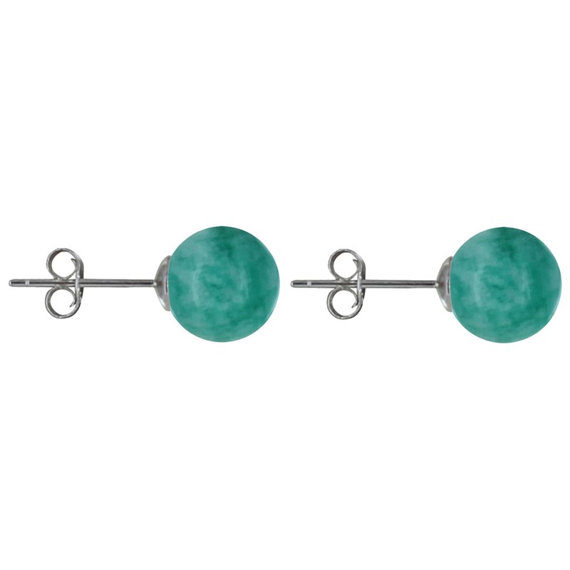 Boucles d'Oreilles Clou Argent et Perles d'Amazonite 8 mm