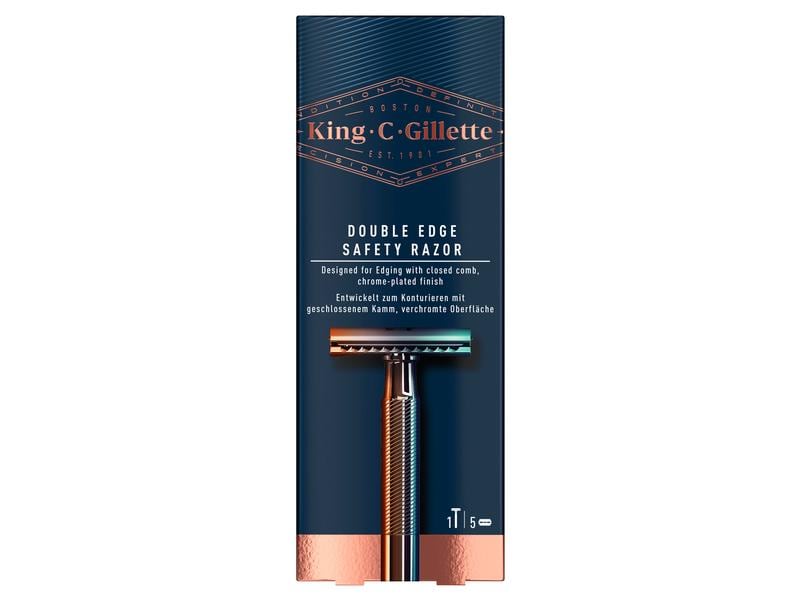 King C. Gillette Rasierhobel mit 5 Klingen 1 Rasierer   5 K Herrenrasierer mit fünf langlebigen Rasierklingen