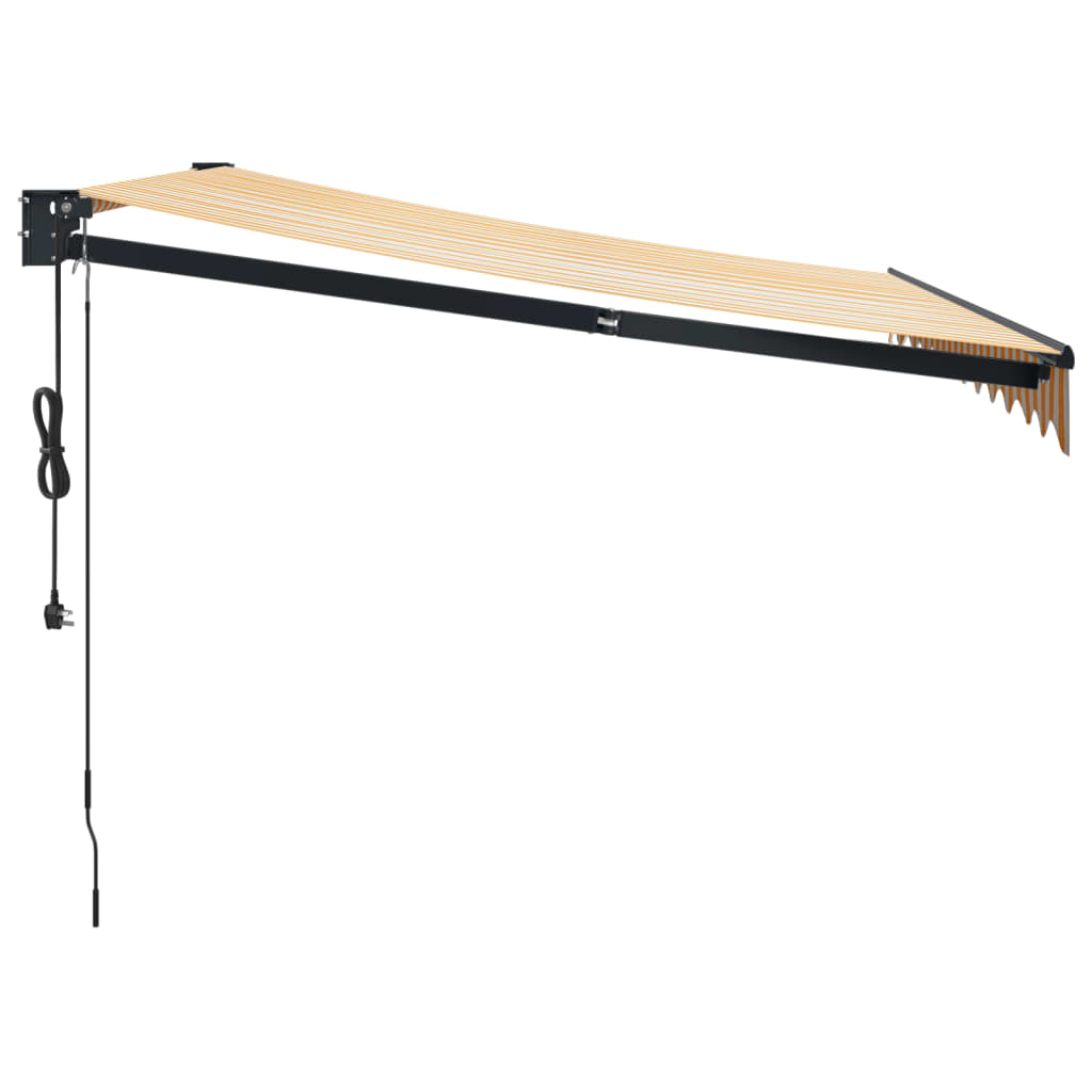 Auvent rétractable automatique jaune et blanc 3,5x2,5 m