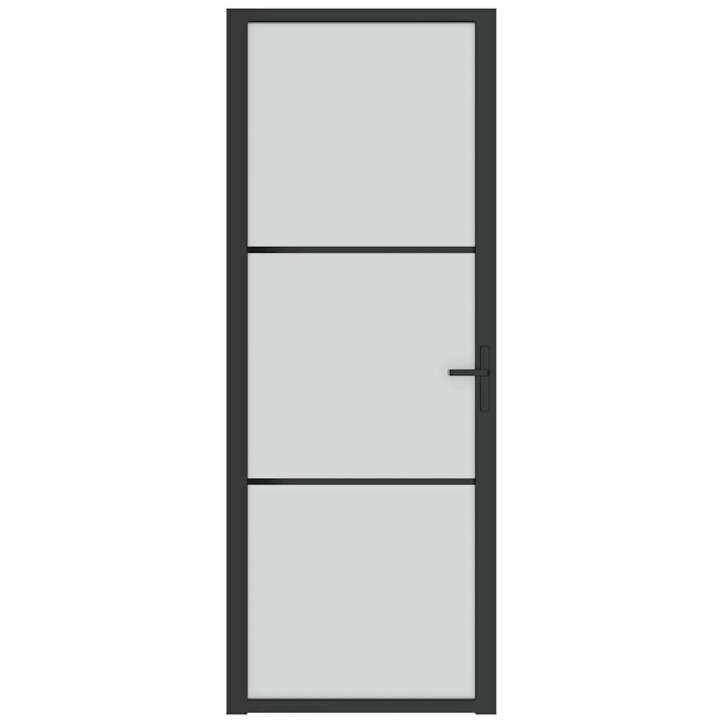 vidaXL Binnendeur 76x201,5 cm zwart matglas en aluminium