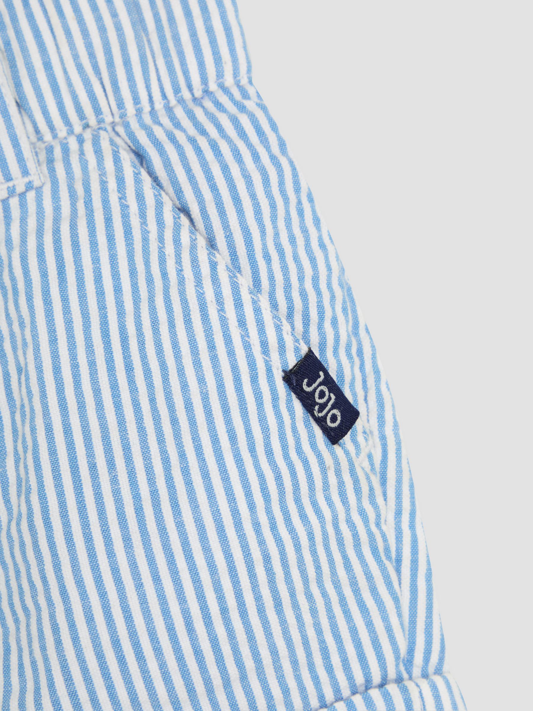 Blauw - JoJo Maman Bébé Seersucker Stripe 100% Cotton Shorts