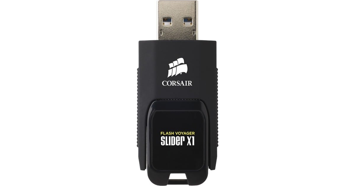 CorsairFlash Voyager Slider X1 USB 3.0 128 GB usb-stick  (Zwart, CMFSL3X1-128GB)