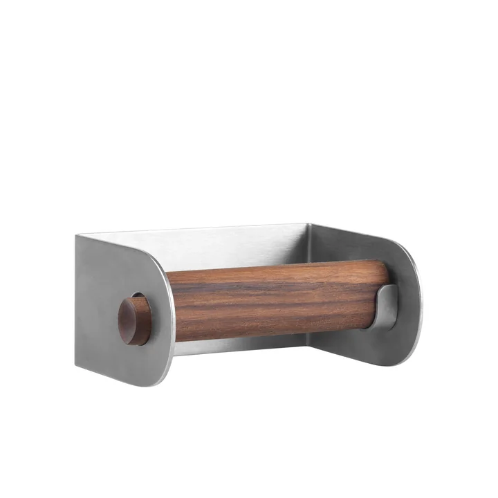 Kristina Dam Studio - Dowel Toilettenpapierhalter, Edelstahl / Walnuss