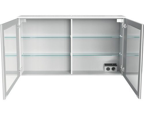 FACKELMANN Oxford spiegelkast, 120,2 x 20 x 69,6 cm, wit, 2-deurs, LED, IP20