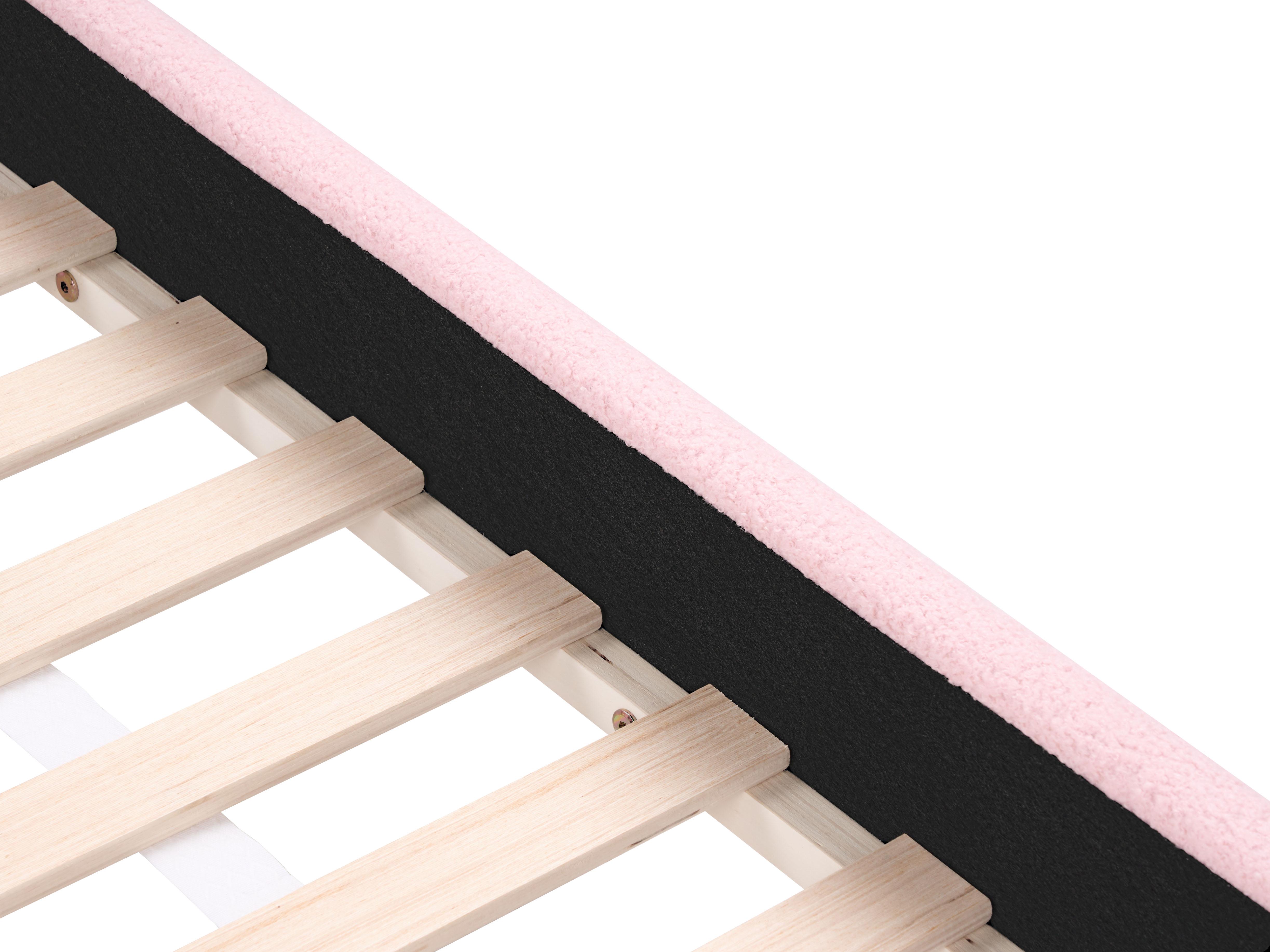 Kinderbed Bouclé LAYE 90 x 200 cm Roze