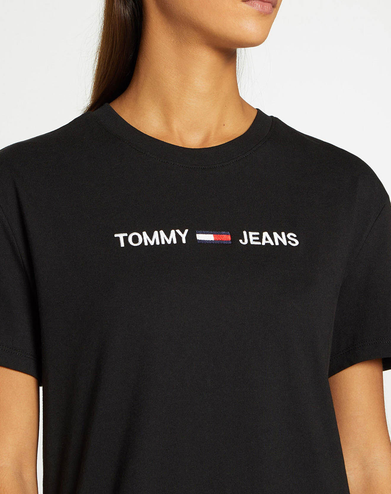 Tommy Jeans T-Shirt Crop Linear Logo noir