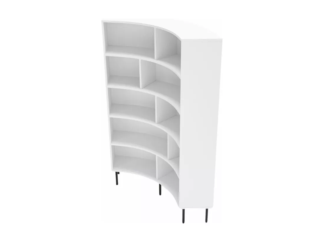 Bibliothèque d'angle moderne blanche pour livres HORN avec des pieds noirs / 100 cm
