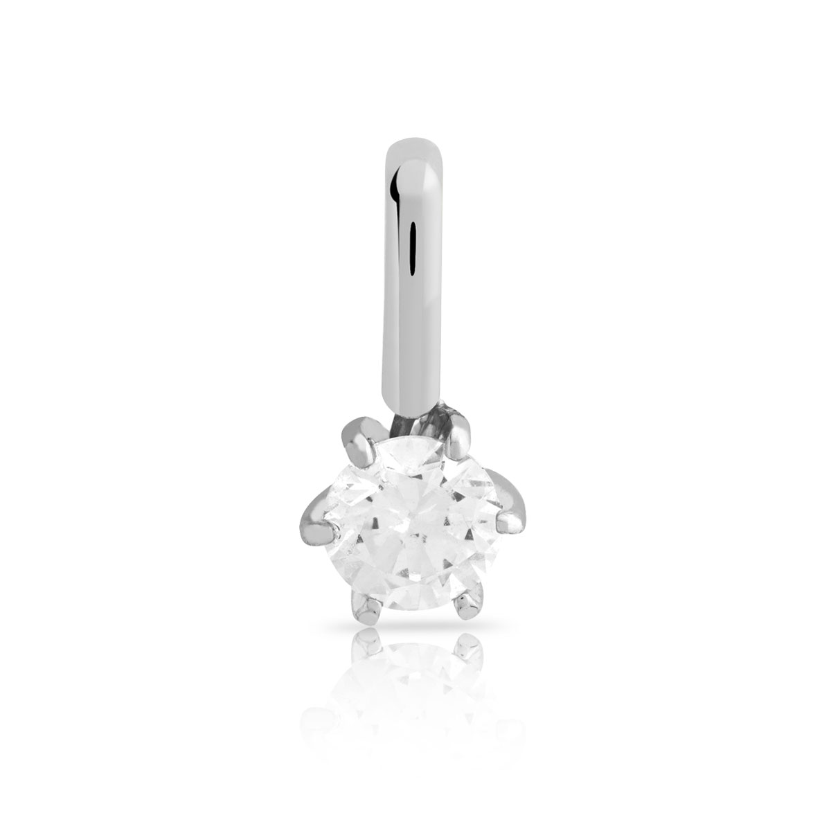 Pendentif or 750 blanc diamant synthétique 0.30 ct